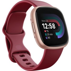 Fitbit GPS-Sportuhr Versa 4 Smartwatch Dunkelrot/Rosa
