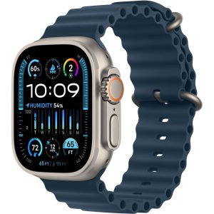Apple Watch Ultra 2 Natural Titanium Ocean Band Blau