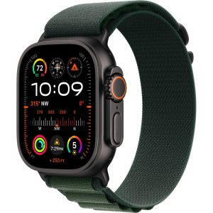 Apple Watch Ultra 2 Black Titanium Alpine Loop Dunkelgrün Large